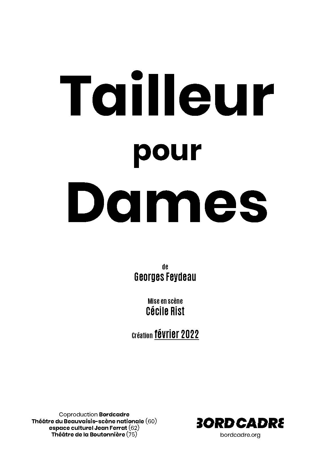 affiche provisoire plaquette - Tailleur pour dames
